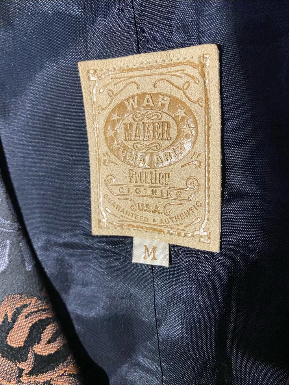 Wah Maker Frontier Brocade Tapestry Western Vest Men's M Floral USA Made